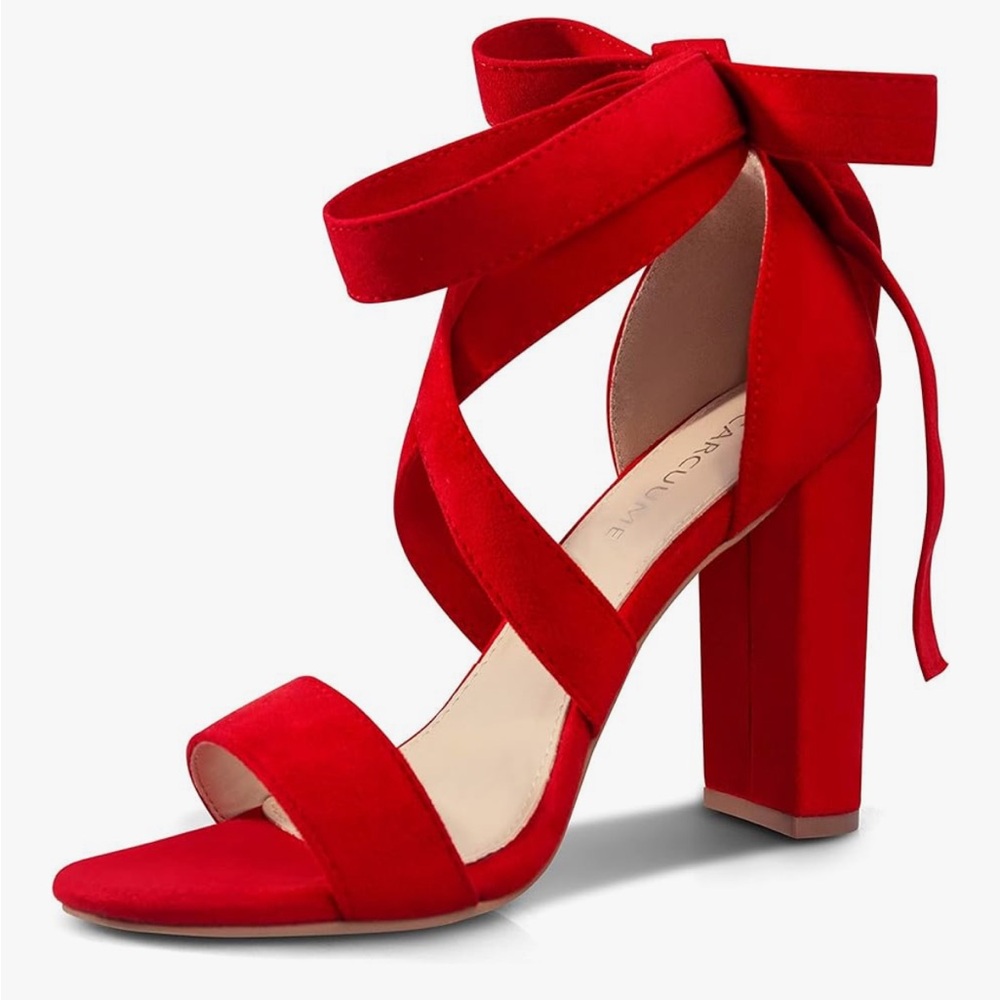 Red Strappy Women's Heels